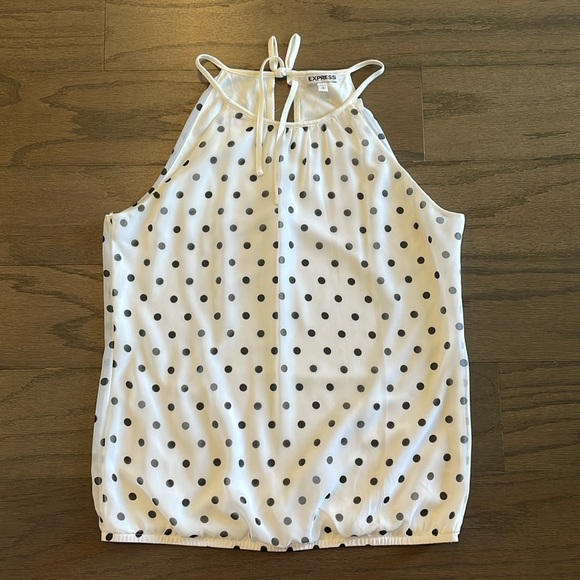 Express Black and White Polka Dot Shell - Size S - Picture 1 of 9